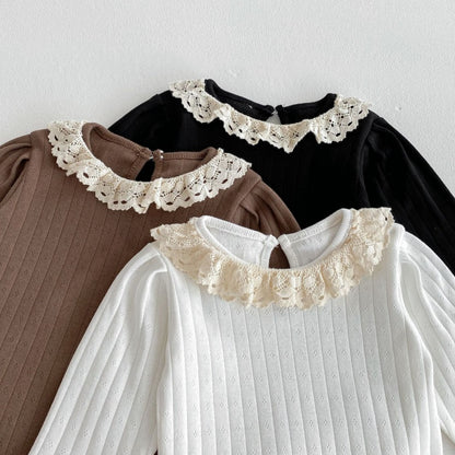 【BABY】レースクルーネックリブロンパース、レースレギンスSK100726