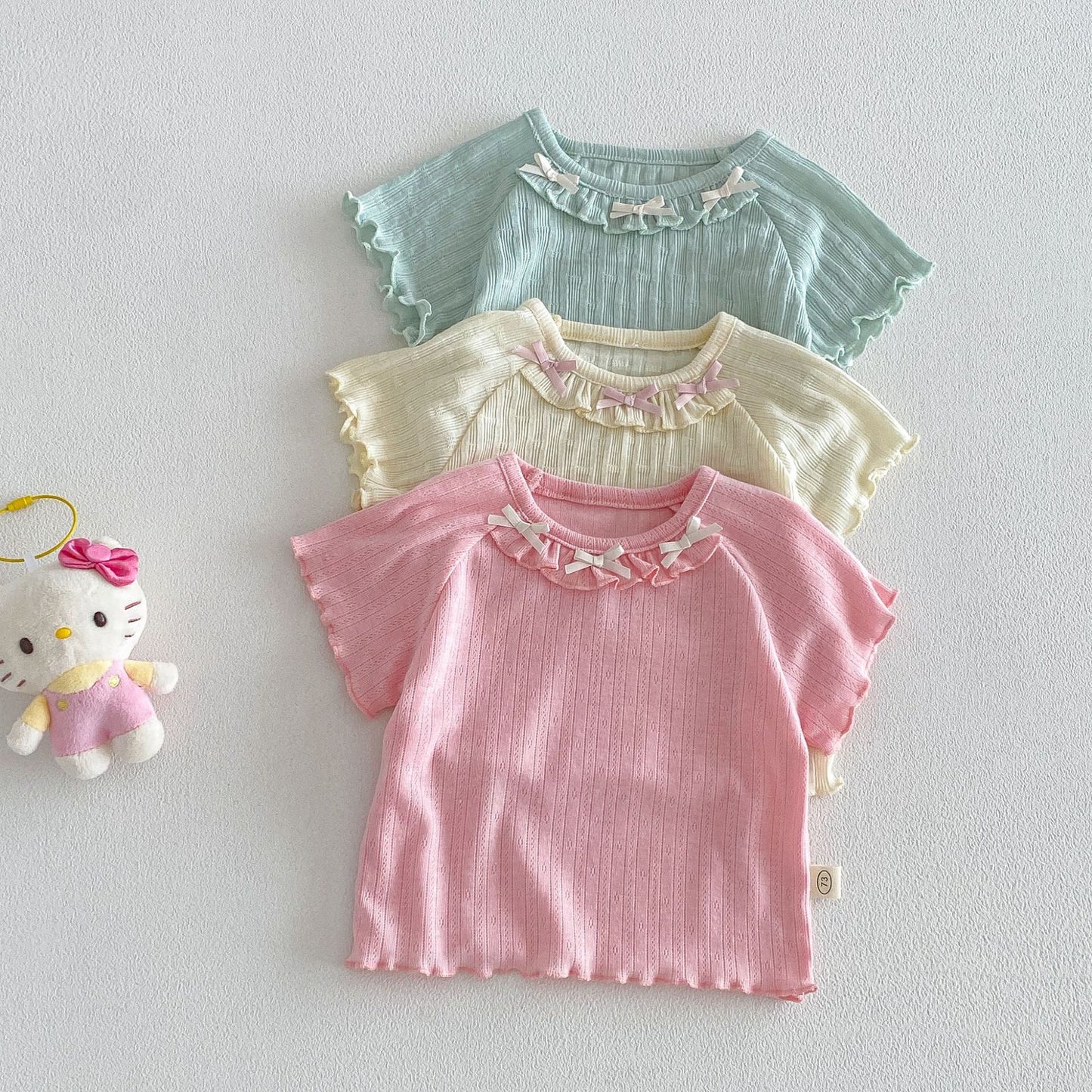【BABY&KID】夏新作 フリル蝶結びTシャツSK105107