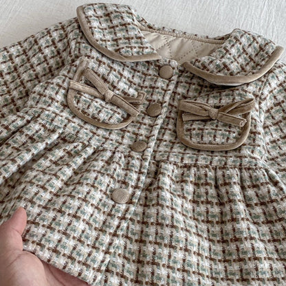 【BABY】冬新作リボンポケットウール中綿コートSK102727