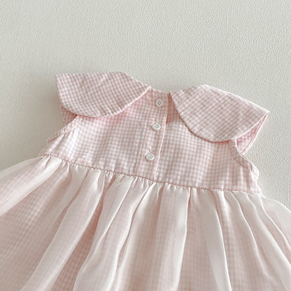 【BABY】夏新作スウィートチェックチュールワンピースSK104814