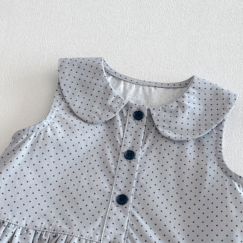 【BABY】夏新作ドットノースリーブシャツ、ブラックショートパンツSK104524