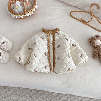 【BABY&KID】冬新作リボン中綿キルティングコートSK102521