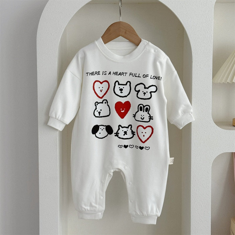 【BABY】ハート柄カバーオールSK104110