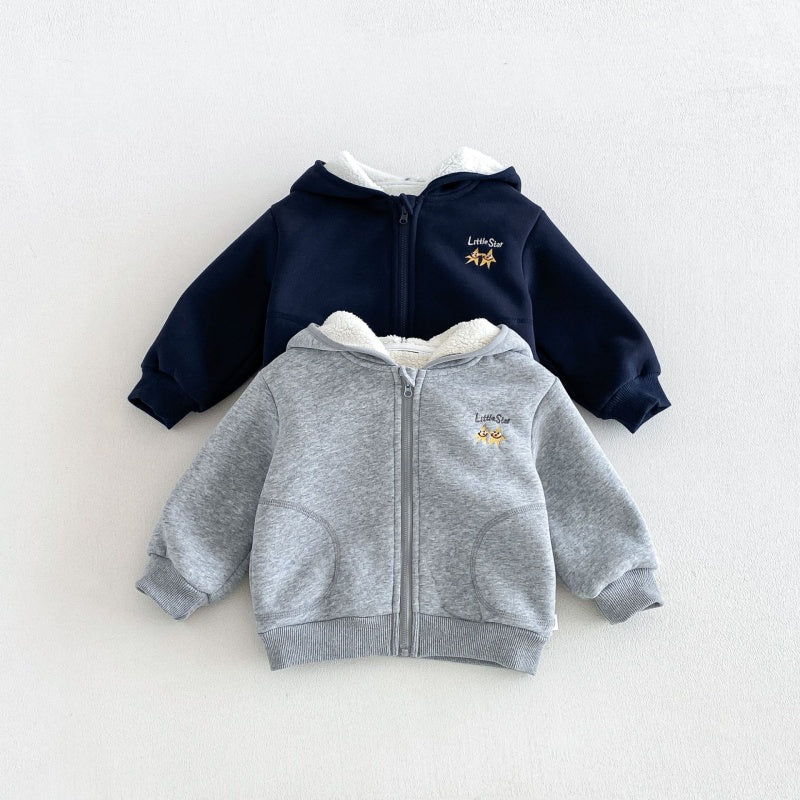 【BABY&KID】冬新作刺繍フード付き裏起毛ジャケットSK108520