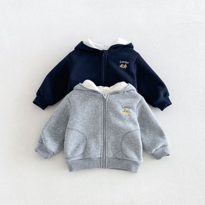 【BABY&KID】冬新作刺繍フード付き裏起毛ジャケットSK108520