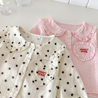 【BABY】ドット、チェックルームウェアセットアップSK100528
