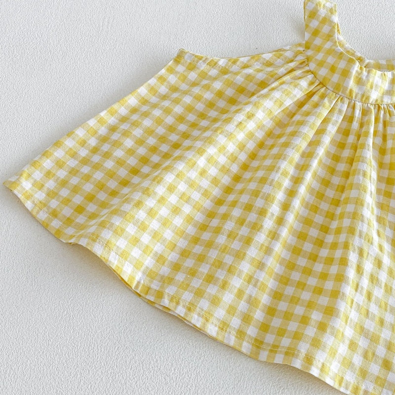 【BABY&KID】夏新作イエローチェックセットアップSK105804