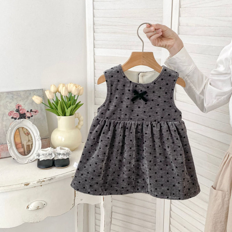 【BABY&KID】冬新作ドット裏起毛ジャンパースカートSK102730