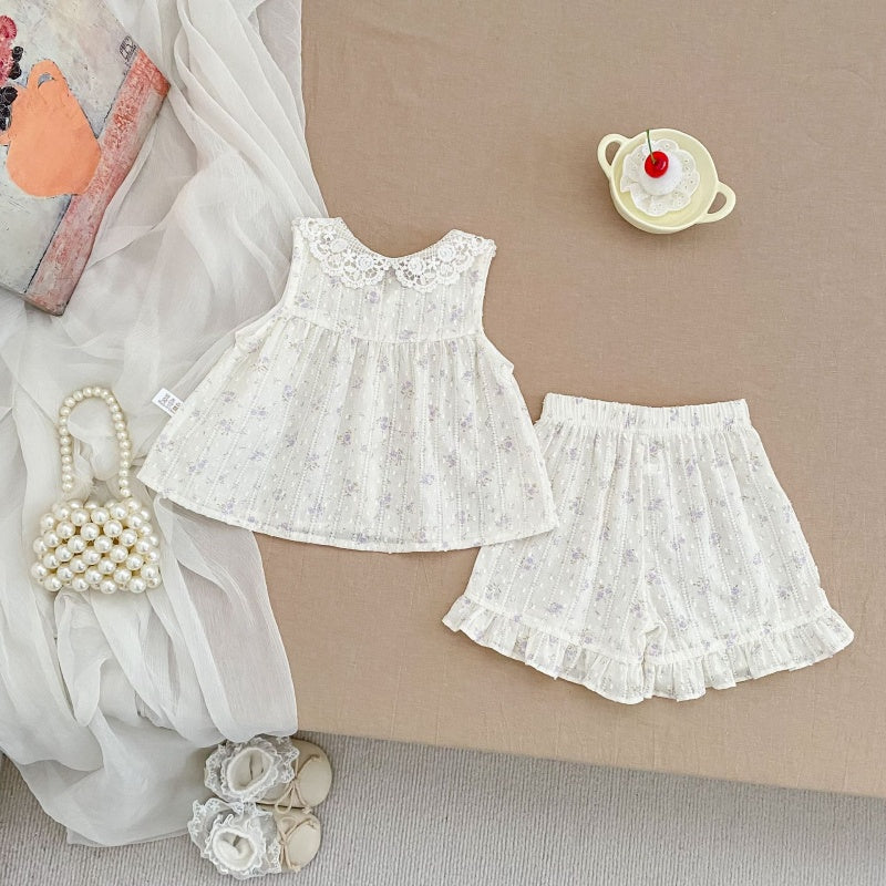 【BABY&KID】夏新作レース襟セットアップSK105412