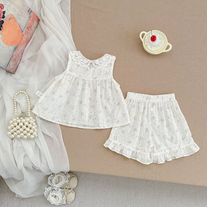 【BABY&KID】夏新作レース襟セットアップSK105412