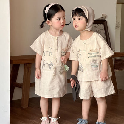【BABY&KID】夏新作刺繍セットアップ、ワンピースSK104722
