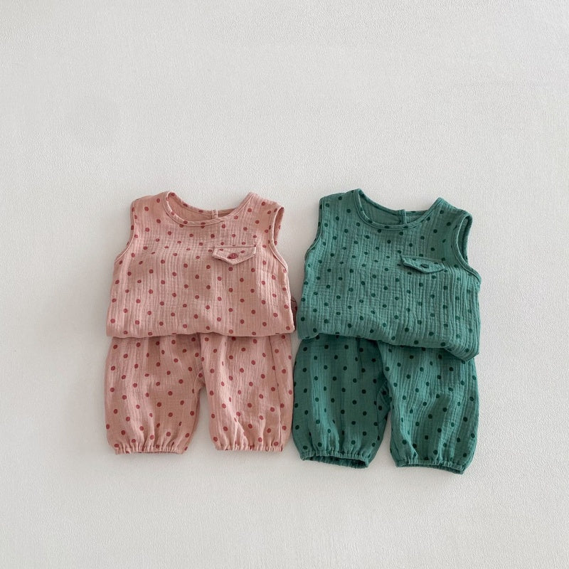 【BABY&KID】夏新作シンプルドットセットアップSK104620