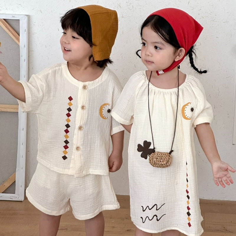 【BABY&KID】夏新作コットンガーゼセットアップ、ワンピースSK104719