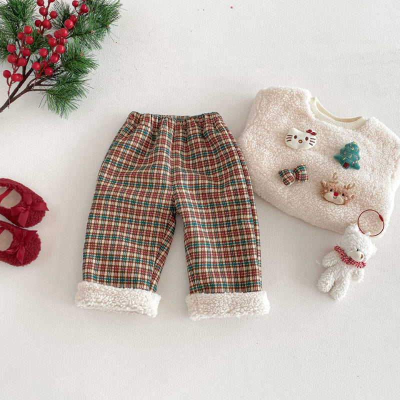 【BABY&KID】冬新作韓国風チェックあったかパンツSK103018