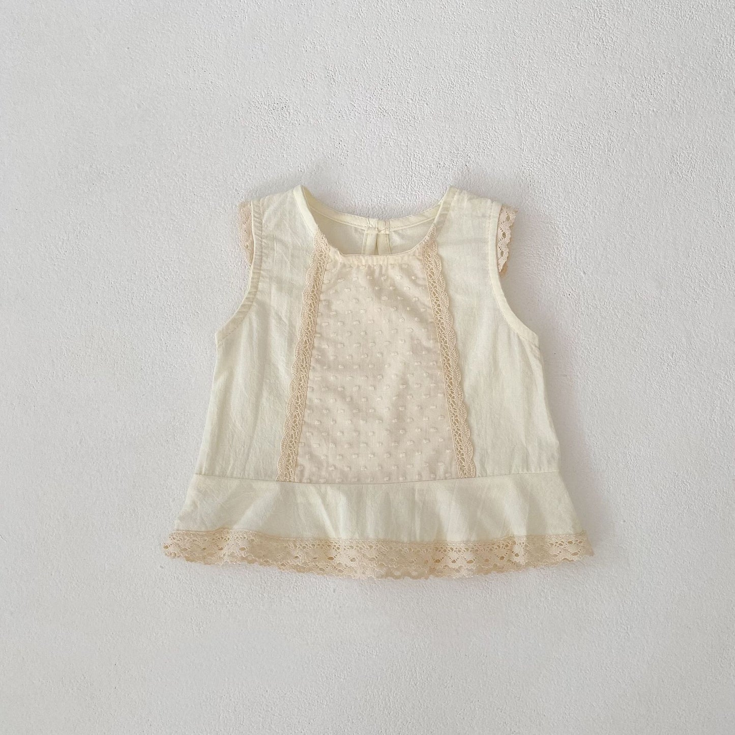【BABY&KID】夏新作 レースフリルノースリーブセットアップSK062314
