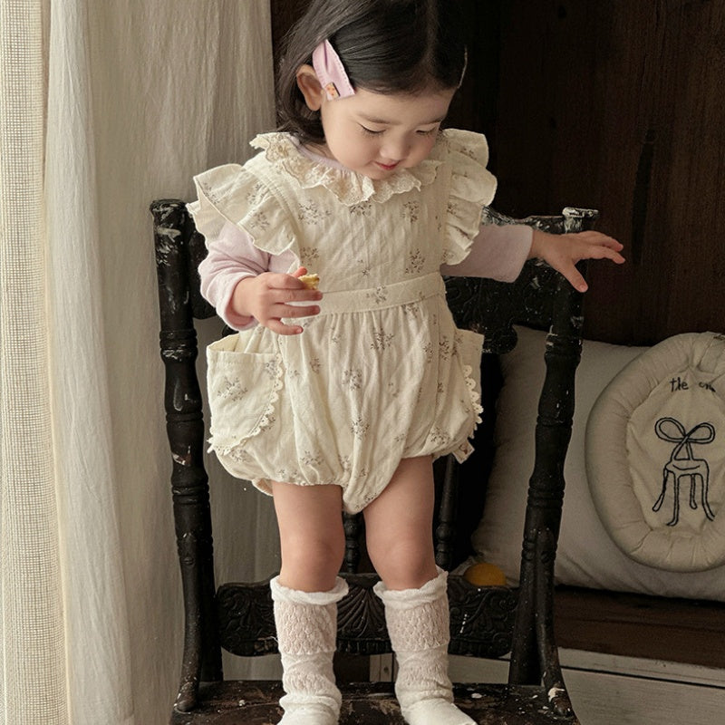 【BABY】小花柄ロンパース、レース襟ロンTSK104302