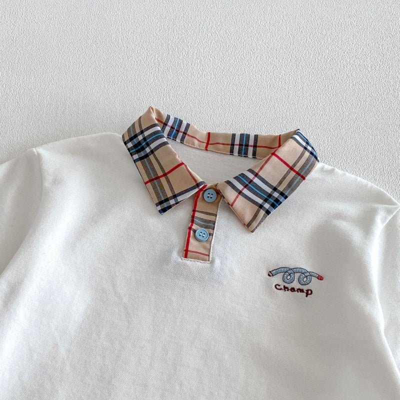 【BABY&KID】夏新作韓国風刺繍ロゴ半袖Tシャツ、チェックショートパンツSK105023