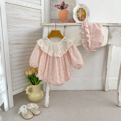 【BABY】スイートチェックロンパース＆帽子SK104106