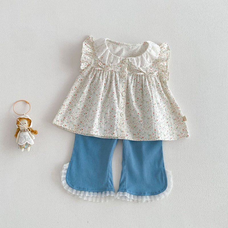 【BABY&KID】夏新作小花柄フリルスリーブブラウスSK105519