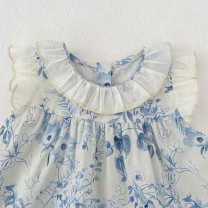 【BABY&KID】夏新作 ラウンドネックフリルスリーブ小花柄セットアップSK104928