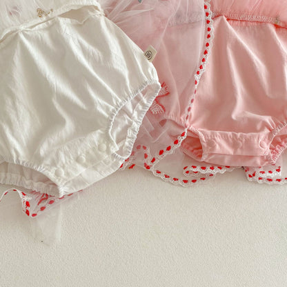 【BABY】夏新作 いちご刺繍リボンロンパースワンピSK081707