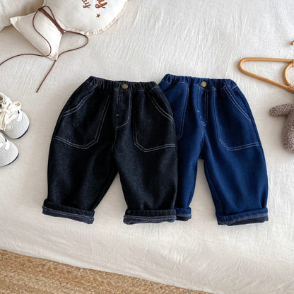 【BABY&KID】冬新作無地裏起毛デニムパンツSK102520