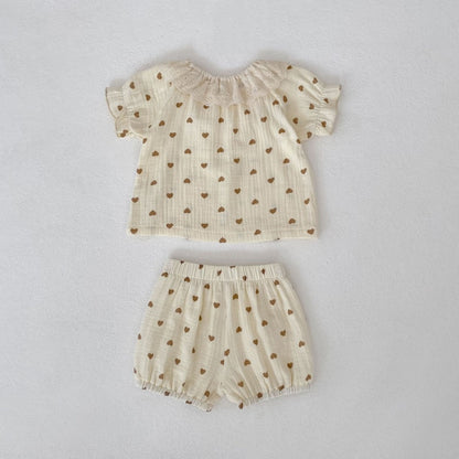 【BABY&KID】夏新作 ハートプリントセットアップ、ワンピースSK104929