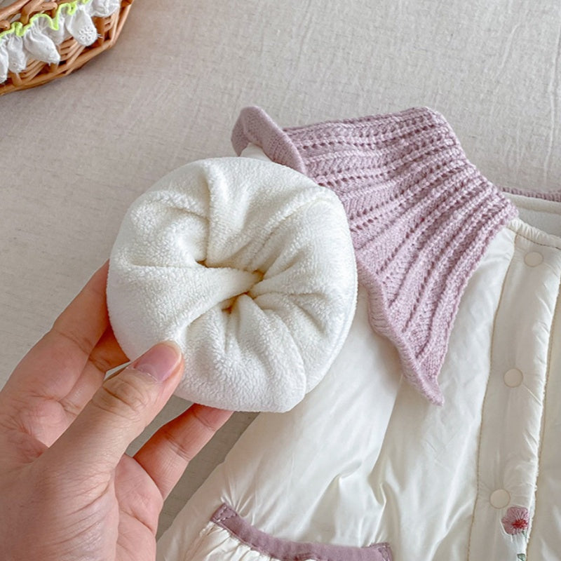 【BABY】冬新作小花柄キルティングニット襟あったかカバーオールSK103103