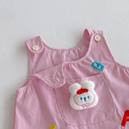 【BABY】アルファベット刺繍サロペット＆ガールシャツSK092411