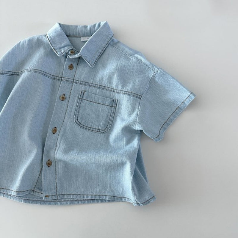 【BABY&KID】夏新作 デニムシャツセットアップSK080215
