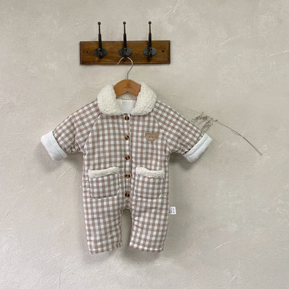 【BABY】冬新作中綿チェックカバーオールSK102204