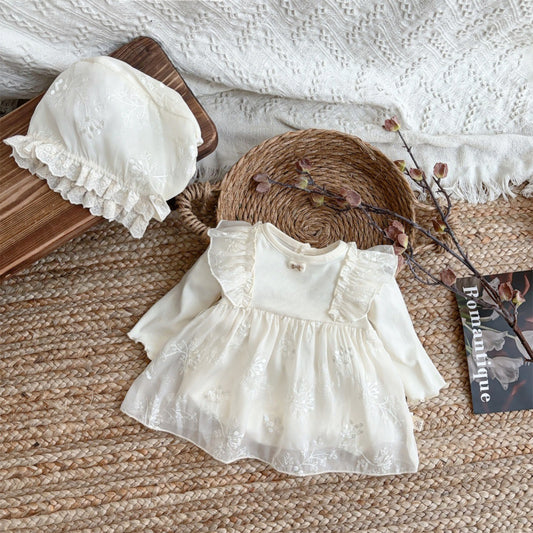 【BABY】花柄刺繍蝶結びロンパースSK010303