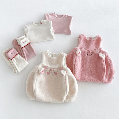 【BABY&KID】カートゥーン裏起毛ワンピース、トップス、レギンスSK108119