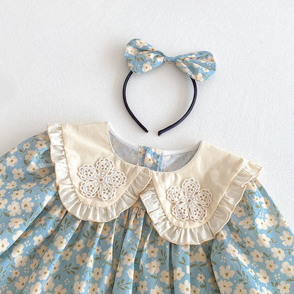 【姉妹服】花刺繍襟ロンパース、ワンピースSK101135