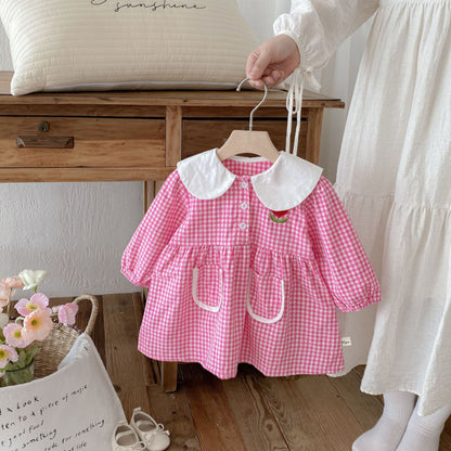 【BABY&KID】花柄刺繍チェックワンピースSK011024