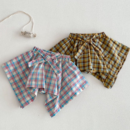 【BABY&KID】夏新作 立体カートゥーンTシャツ、チェックキュロットSK105219