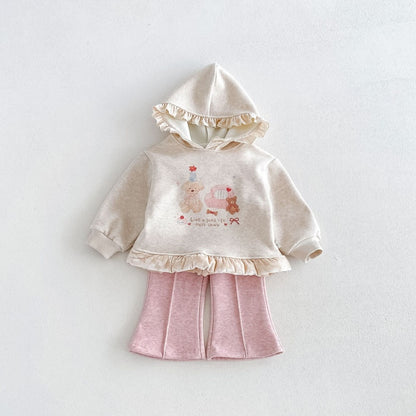 【BABY&KID】冬新作くまプリントトレーナー、フレアパンツSK108524
