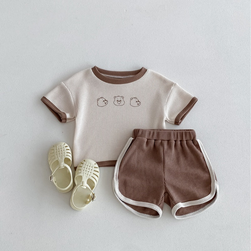 【BABY】夏新作 ワッフルくまセットアップSK091605