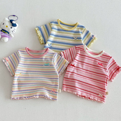 【BABY&KID】夏新作 配色ボーダーTシャツSK105101