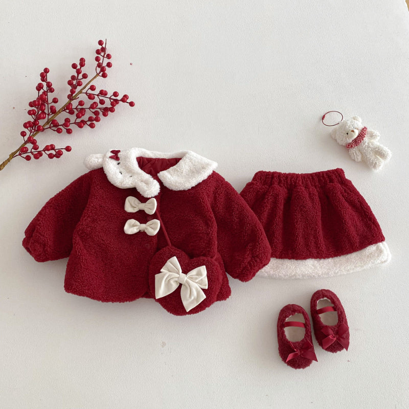 【BABY&KID】冬新作蝶結びカラーコート＆スカートSK103020