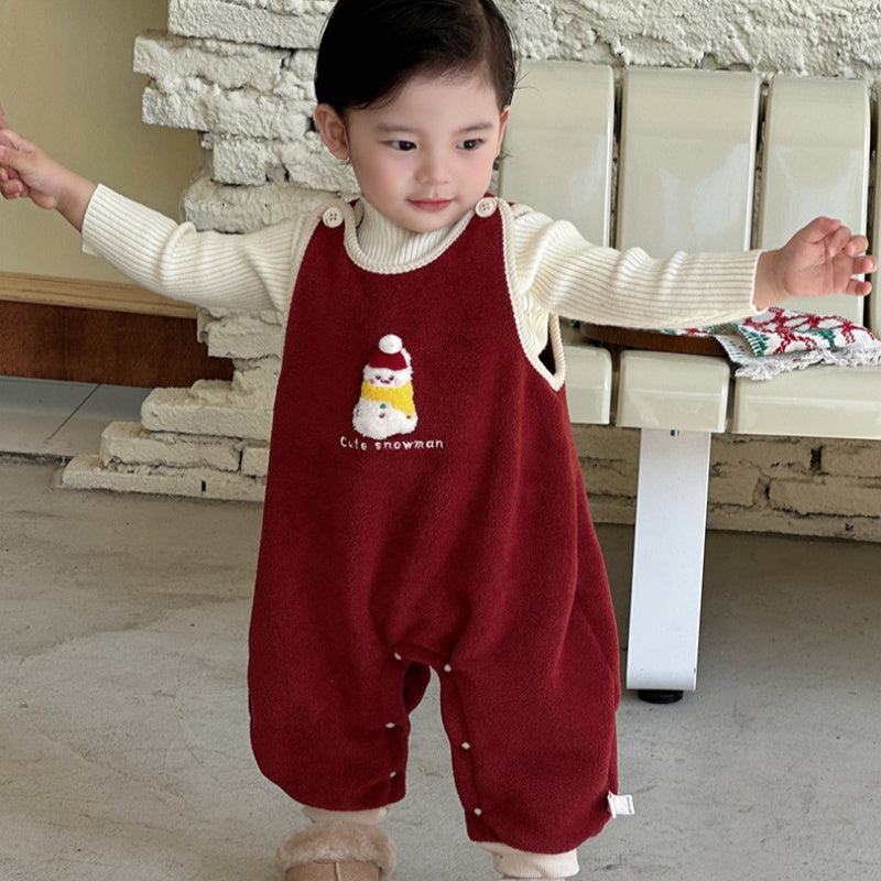 【BABY】冬新作ゆきだるま刺繍あったかカバーオールSK103121