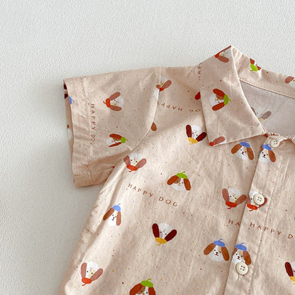 【BABY】夏新作わんちゃん総柄シャツ＆ショートパンツSK104519