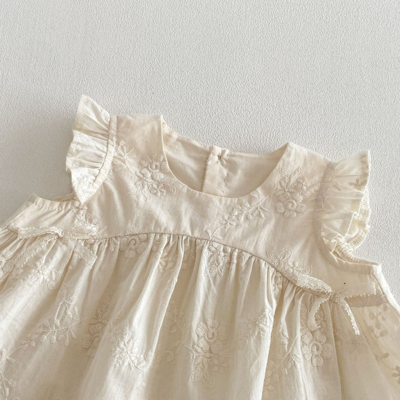 【BABY&KID】夏新作 ジャカードフリルスリーブブラウス、刺繍デニムパンツSK105215