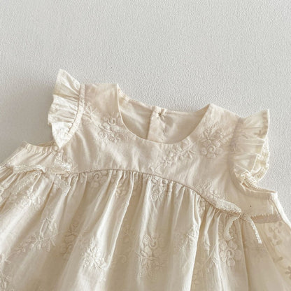 【BABY&KID】夏新作 ジャカードフリルスリーブブラウス、刺繍デニムパンツSK105215