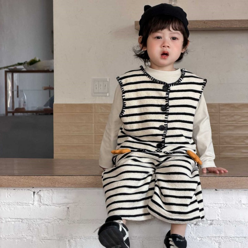 【BABY&KID】ペンギンボーダーベストセットアップSK104310