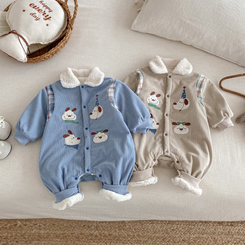 【BABY】コーデュロイ犬刺繍カバーオールSK102914