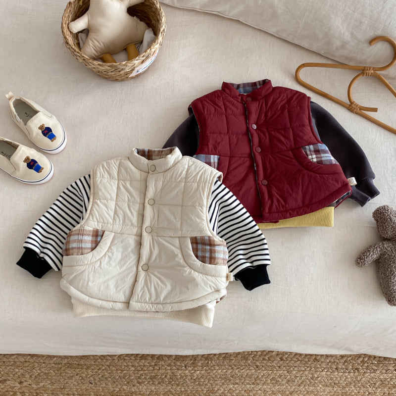 【BABY&KID】冬新作刺繍カートゥーンリバーシブルベストSK102517