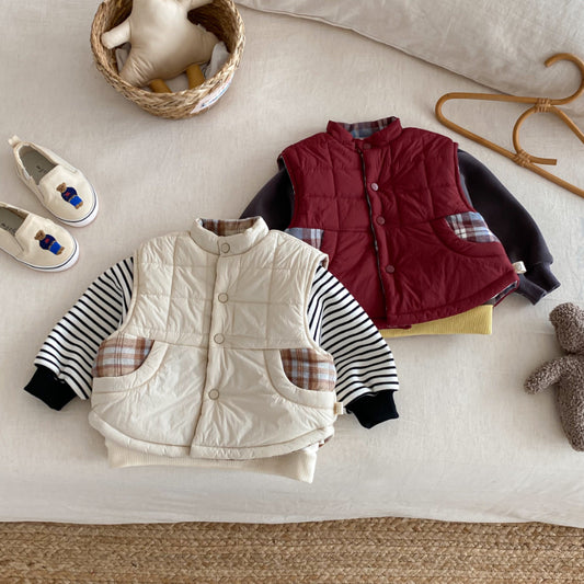 【BABY&KID】冬新作刺繍カートゥーンリバーシブルベストSK102517