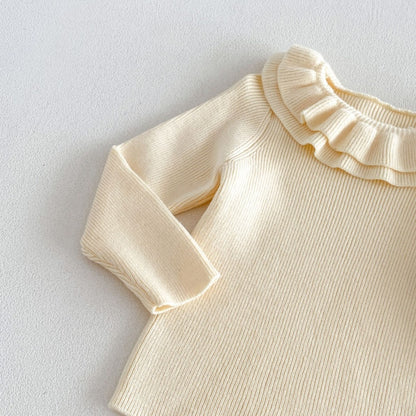 【BABY&KID】ベルベットハート刺繍ワンピース、フリル襟ニットSK108111