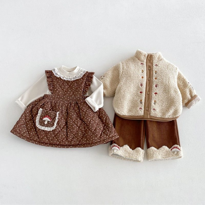【BABY&KID】きのこ刺繍ワンピース、ロングパンツ、アウター、、トップスSK108115